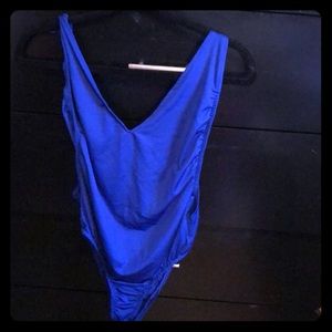 Blue body suit